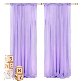 WENSINL Lavendel-Hintergrundvorhang, Lavendel-Vorhänge für Hintergrund, Hochzeit, Chiffon-Vorhänge für Brautparty, Babyparty, Geburtstag, Weihnachten, Fotohintergrund, Vorhang-Dekorationen, 2 Paneele,