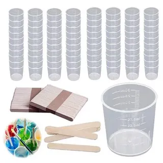 80 Stück Messbecher 30ml Kleine Rührbecher 80 Stück 30ml Mini Messbecher Kunststoff Messbecher zum Mischen von Harz, Stain, Epoxy und Farbe (mit 10