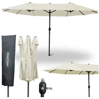 deluxe4home Doppelsonnenschirm 450 x 260 cm Creme