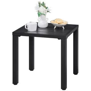 Yaheetech Beistelltisch Garten Outdoor-Tisch aus Metall Quadratischer Gartentisch Kompakter Tisch 45×45×45,5 cm LxBxH, Schwarz