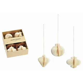 Christbaumkugel-Set, Weiß, Papier, 6-teilig, 8 cm Schubladen, 10x13x4 cm, Dekoration, Weihnachtsdekoration, Weihnachtsbaumschmuck, Weihnachtskugeln