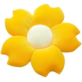 Kissen Blumenform,Flauschige Weiche Blumen Kissen Form Sitzkissen Kinder,Kawaii Kissen Blumen Bodenkissen Sofa Kissen,Gelb Kirschblüten Form Plüsch Blume Kissen,Φ40 cm