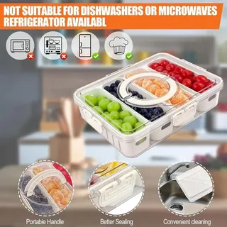 Snackbox Mit 8 Fächern Und Deckel – Unterteilte Servierschale Für Snacks, Süßigkeiten, Nüsse, Obst Und Gemüse