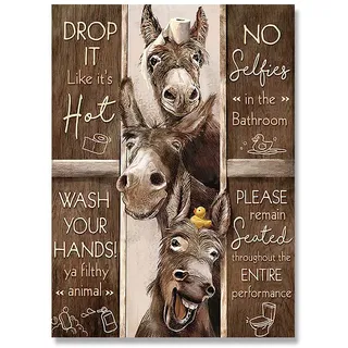 WC-Regeln Wandkunst Leinwand Malerei Lustiges Badezimmer Tier Kuh Esel Giraffe Poster und Bild Badezimmer Wohnkultur (Color : C, Size : 50x70cm No Frame)