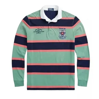 Polo Ralph Lauren Langarm-Poloshirt Gestreiftes Athletics Rugby Polo Hemd Aufgesticktes Wappen,Stickerei Eastern Division, gerippten Bündchen