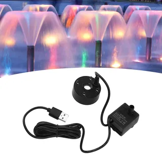 Usb-wasserzerstäuber Mit Led-pumpe, Mehrfarbigem Licht, Luftbefeuchter Für Springbrunnen, 5-v-nebelmaschine Für Teich, Garten, Büro, Schwarz1 X Nebelgenerator Mit Pumpe