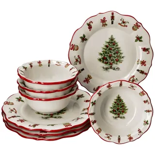 Mambocat Maestro Natale Diner-Set 8-tlg. Weihnachten für 4 Personen rot/beige