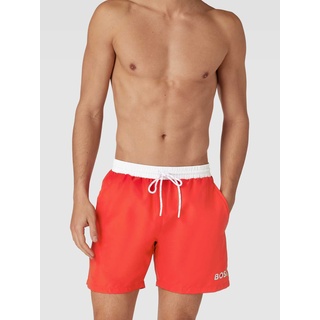 Badehose in Two-Tone-Machart Modell 'Starfish', Rot, S