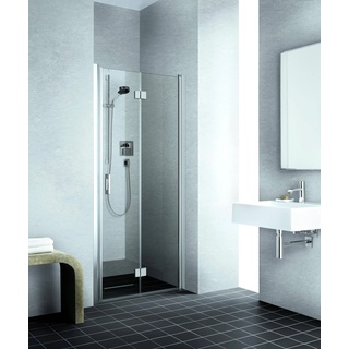 Kermi Liga Pendel-Falttür 2-teilig für Nische oder Seitenwand Klarglas hell KermiClean Silber Mattglanz 95cm x 185cm Anschlag Rechts Montage auf Duschwanne oder Bodengleich - LI 2SR 09518 1PK