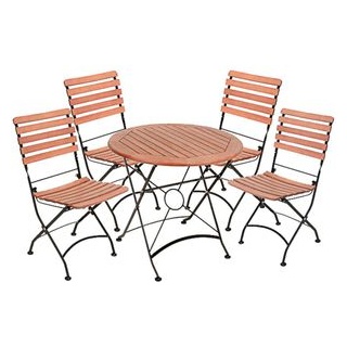 Garden-Pleasure Bistrotisch WIEN, braun, rund, Tisch mit 4 Stühlen, 5-teilig