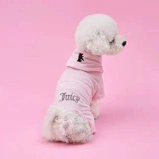 Juicy Couture Schicker Velours-Trainingsanzug mit Kapuze für Haustiere mit Glitzerelementen, Brust 61 cm für kleine Hunde und Katzen, Größe M/L, Pink