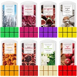 SCENTORINI Duftwachswürfel - Törtchen, 100% Sojawachs Wax Melts für Raumdüfte, Weihnachtsdeko, 8 Pack x 70,9g, Apfel Zimt, Kokosnuss & Vanille, Kürbis, erröten Pfingstrose, Winter Zedernholz usw