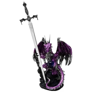 MystiCalls Brieföffner Lila Drache mit Brieföffner Drachenfigur Fantasy Fantasyfigur, Herausnehmbarer Brieföffner lila