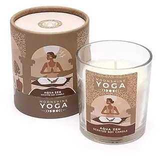 LivuX Moonshine Yoga Duftkerze Aqua Zen – Sojawachskerze mit ätherischen Ölen – ca. 20 Std. Brenndauer – 7x8 cm – 120 g – Baumwolldocht – Geschenkbox – Achtsamkeit & Entspannung 1384