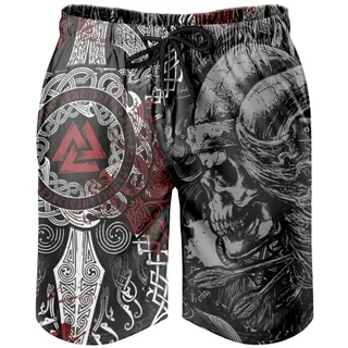 Bestwe Wikinger Odin Runen Badehose Herren Badeshorts für Männer Jungen Kurz Schnelltrockend Beachshorts Boardshorts Strandshorts Schwimmhose Swimming Trunks White 6XL - 6XL