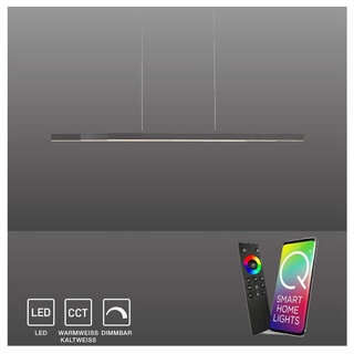 Paul Neuhaus Smarte LED-Leuchte »Q-ARIAN«, Smart Home, CCT-Farbtemperaturregelung, RGB-Farbwechsel, Dimmfunktion, Memoryfunktion, 4, Pendellampe mit beleuchtetem Deckenkasten, CCT RGB grau
