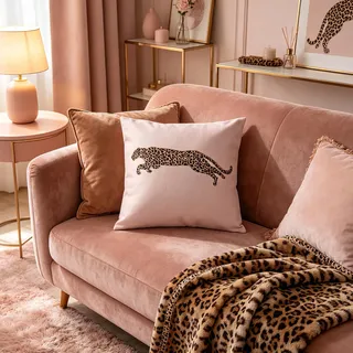 feelingyou Leopard Druck Kissen Abdeckung 50x50cm, Tropische afrikanische Wildtiere Tierkissen Abdeckung für Kinder Mädchen Jungen rosa braun für Sofa Couch umkehrbaren Druck