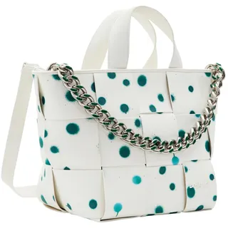 DESIGUAL Women's New Splatter VALDIVI Accessories PU Shopping Bag, White