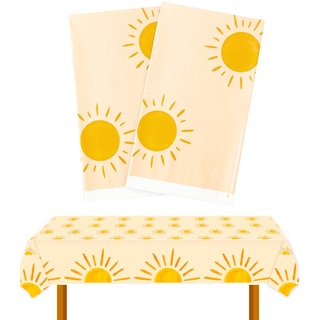 Kireida® 2 Stück Boho-Sonnen-Geburtstagsparty-Tischdecken, Anti-Schmutz-Desktop, wasserfeste Tischdecken, für Sonnenparty, Babyparty, Camping, Schreibtisch-Dekoration