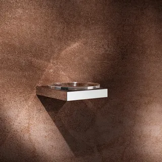 Keuco Seifenschale Edition 90 Square, Breite: 6.50 cm, aus Metall chrom glänzend, Kristall-Glas klar, Badezimmer, Wandmontage silberfarben