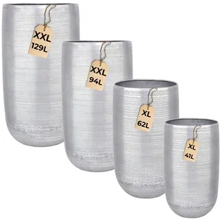 Marrakesch Orient & Mediterran Interior Übertopf 4er Set Moderner XXL-Blumentopf Camiel aus Aluminium in Silber 81 cm (4 St), Handarbeit silberfarben Ø 81 cm x 81 cm x 45 cm x 45 cm