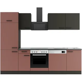 OPTIFIT Küchenzeile Madrid420 270 cm Rostrot/Anthrazit