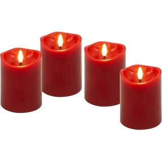 goobay LED-Echtwachskerzen 4 St. rot