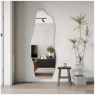 Boromal Dekospiegel groß 165x60cm Ganzkörperspiegel für Flur Wohnzimmer Schlafzimmer (Wandspiegel Flur gross, rahmenlos, asymmetrisch Spiegel), 5mm HD Glas silberfarben