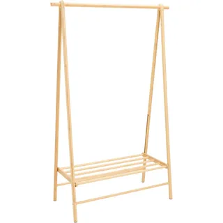 Carryhome Kleiderständer, Natur, Holz, Bambus, massiv, 104x164x46 cm, standfeste Füße, Garderobe, Garderobenständer