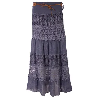 FASHION YOU WANT Damen Sommer Rock Größe 36/38 bis Größe 48/50 Langer Maxirock Strandrock Sommerock lang Amber Boho Retro Maxirock (as3, Numeric, Numeric_42, Numeric_44, Regular, Regular, dunkelblau) - 42-44