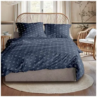 IRISETTE Easy Worthing Seersucker Blau 155 x 220 cm + 80 x 80 cm
