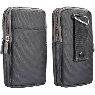 Vertikale Handy Gürteltasche für Herren, Handy Taillenholster Doppelschicht, 6.9Zoll Universal Smartphone Geldbörse Tragetasche Klein Handy Hüfttaschen Handtasche Bauchtasche mit Kartenhalterung