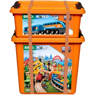 Spielzeug-Eisenbahn BRIO "BRIO WORLD, Smart Tech Sound Deluxe Set" Spielzeugfahrzeuge bunt Kinder Ab 3-5 Jahren mit Soundeffekten, app-fähig; FSC - schützt Wald weltweit