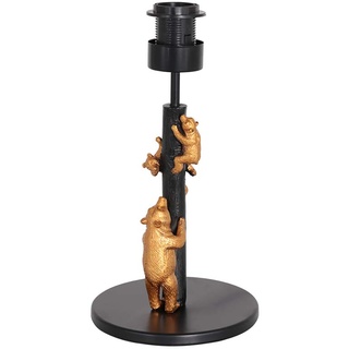 Tischlampe Schreibtischleuchte Nachttischlampe, Designleuchte mit drei Bären, Tierdekor, Metall, schwarz gold, 1x E27 Fassung, DxH 17x22 cm