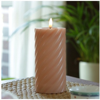 MARELIDA LED-Kerze LED Kerze Twist Echtwachs gedreht flackernd H: 17,5cm Timer altrosa (1-tlg) rosa