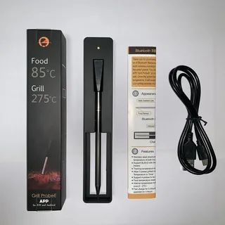 Wiederaufladbares Usb-grillthermometer Mit App, Mini-funk-bluetooth-grillthermometer Mit Edelstahlsonde.