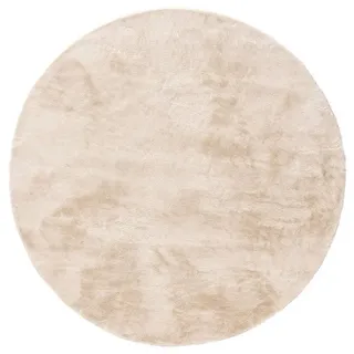 benuta Basic Kunstfaser Fellteppich Furry - Beige Rund 80 cm - Weicher Wohnzimmerteppich - Anti-Rutsch-Rückseite - Waschbar - Für Fußbodenheizung geeignet