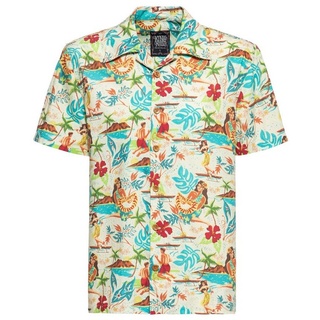KingKerosin Kurzarmhemd mit Tropical Hawaiian Style gelb XL