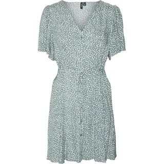 VERO MODA Damen Viskose Mini-Kleid Kurzarmkleid mit Punkten VMAlba 10292845 Laurel Wreath Joey Dot M