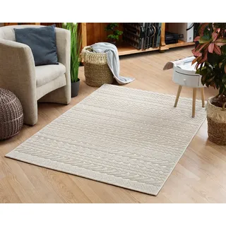 Teppich In- und Outdoor-Teppich Braided Pattern aus Kunststoff für Innen und Außen, DomDeco beige 120 cm x 170 cm