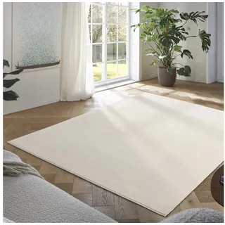 TaraCarpet Teppich Kurzflor-Teppich Madrid Uni, rechteckig, Höhe: 9 mm, Wohnzimmer, Schlafzimmer, Esszimmer, Madrid New creme 140x200 weiß rechteckig | 140 cm x 200 cm x 9 mm
