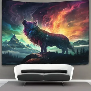 GXYUAOIEF 3D-Wolf-Druck-Wanddecke, Heimdekoration, Bettwäsche, Poster, Wandkunst, Wandteppich, Wandbehang, weiches Polyester, für Wohnzimmer, Schlafzimmer, Wohnheim-Dekoration, 180 x 230 cm