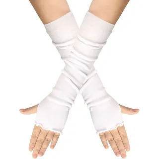 BEEK Damen Fingerlose Handschuhe Dehnbar Arm Handwärmer Lange Fäustlinge Arm Handschuhe Winter Warm Lange Ärmel Warm Strick Handschuhe Pluswärmer Handstulpen Armwärmer Stulpen 1 Paar