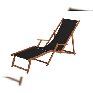 Erst-Holz Gartenliege Sonnenliege schwarz Liegestuhl Fußteil Tisch Deckchair Holz Gartenmöbel 10-305 F T