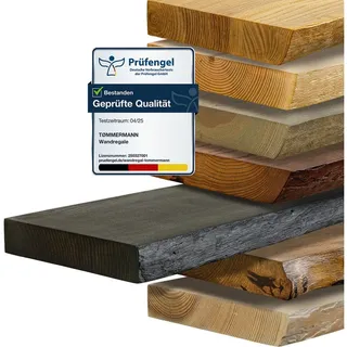 tømmermann Wandregal Schweberegal Holzregal mit Baumkante - Hängeregal aus Massivholz, Komplett-Set schwarz 150 cm