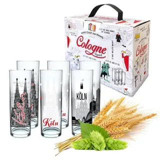 Set mit 6 farbenfrohen Kölsch-Gläsern, ideal für Bierliebhaber - Transparent