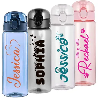 Hodmec Personalisierte Wasserflaschen, individuelle Plastikwasserflasche mit Namen und Foto, 780ml, individuelle auslaufsichere Wasserflasche mit Griff für Sport, Fitnessstudio, Reisen