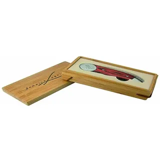 LAGUIOLE - Klappmesser mit Pakkaholzgriff - Bambusholzbox Set - Klappmesser für den täglichen Gebrauch - Geschenkbox - Edelstahl, Pakka-Holz, Bambus-Holz - Braun