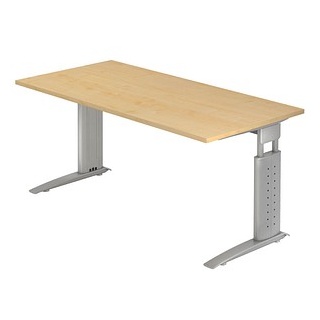 HAMMERBACHER US16 höhenverstellbarer Schreibtisch ahorn rechteckig, C-Fuß-Gestell silber 160,0 x 80,0 cm
