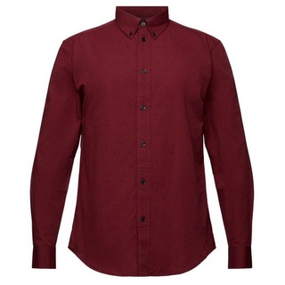 Esprit Langarmhemd Schmal geschnittenes Baumwollhemd mit Stickerei rot M